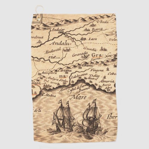 Antique Old Map Inspired 3 Golf Towel