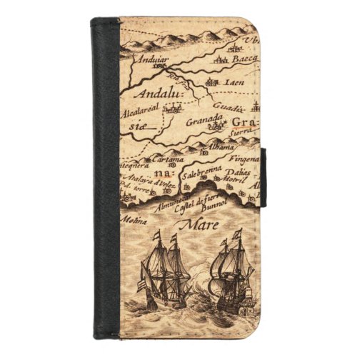 Antique Old Map Inspired 3 iPhone 87 Wallet Case