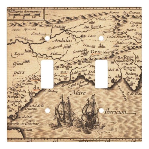 Antique Old Map Inspired 3 Light Switch Cover