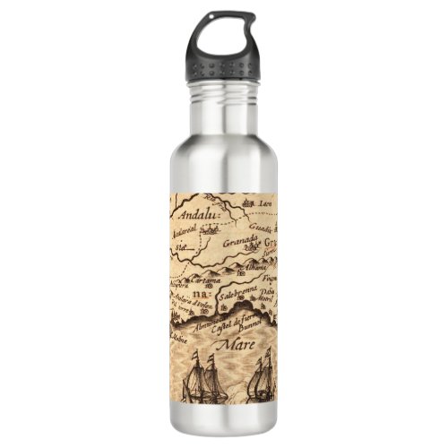 Antique Old Map Inspired 3 Stainless Steel Water Bottle
