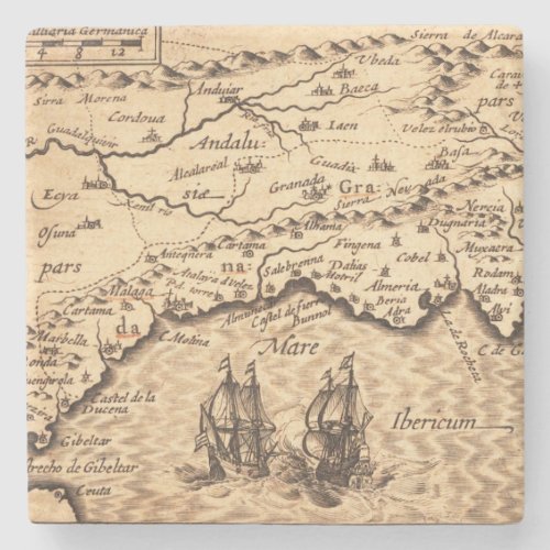 Antique Old Map Inspired 3 Stone Coaster