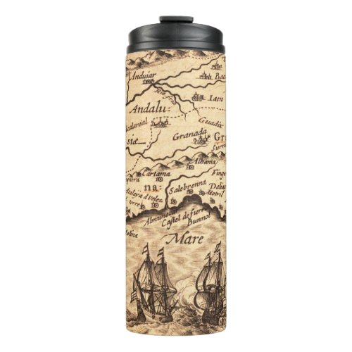 Antique Old Map Inspired 3 Thermal Tumbler