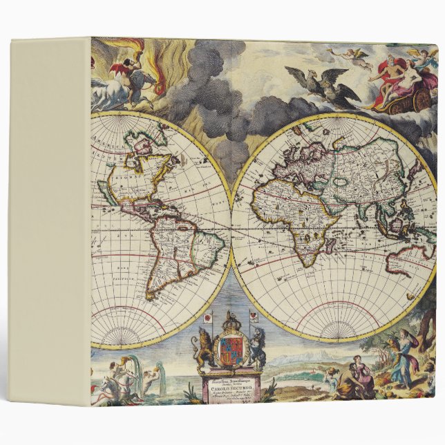 Antique Old Map Inspired (4) 3 Ring Binder (Front/Spine)