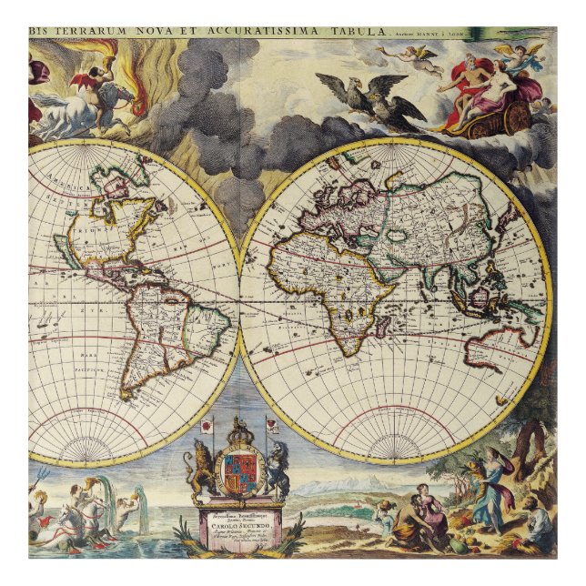 Antique Old Map Inspired (4) Acrylic Print (Front)