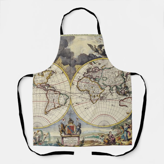 Antique Old Map Inspired (4) Apron (Front)