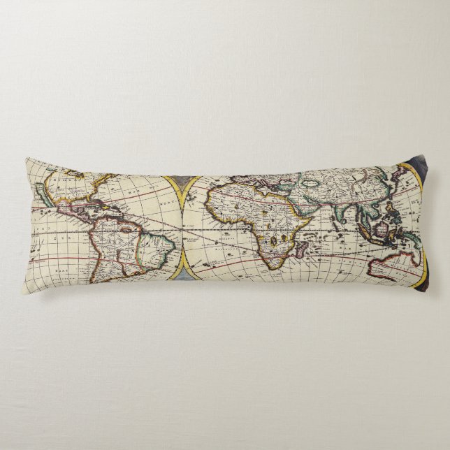Antique Old Map Inspired (4) Body Pillow (Front)