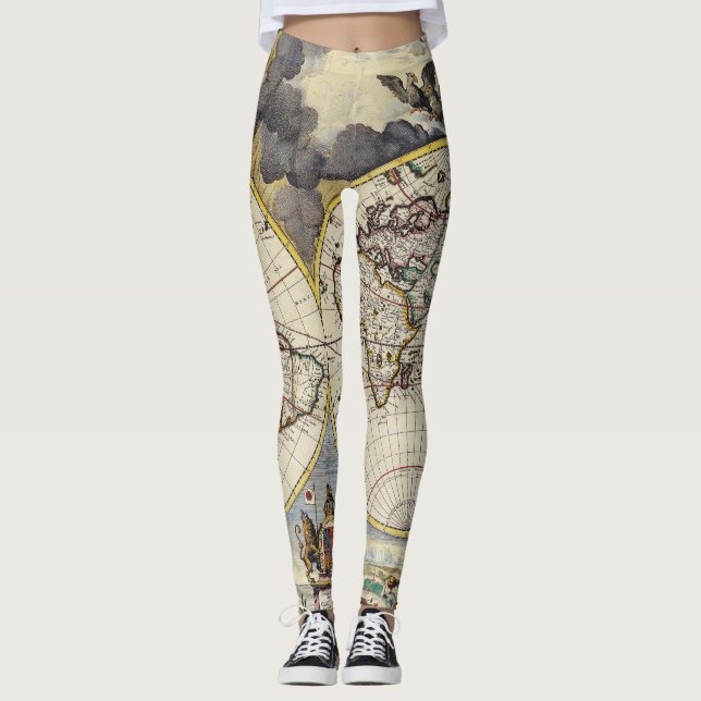 Antique Old Map Inspired (4) Leggings (Front)