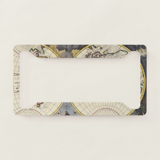 Antique Old Map Inspired (4) License Plate Frame (Front)