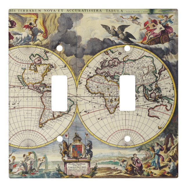 Antique Old Map Inspired (4) Light Switch Cover (Front)