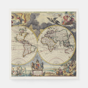 Antique Old Map Inspired (4) Napkins