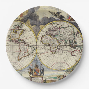 Antique Old Map Inspired (4) Paper Plates