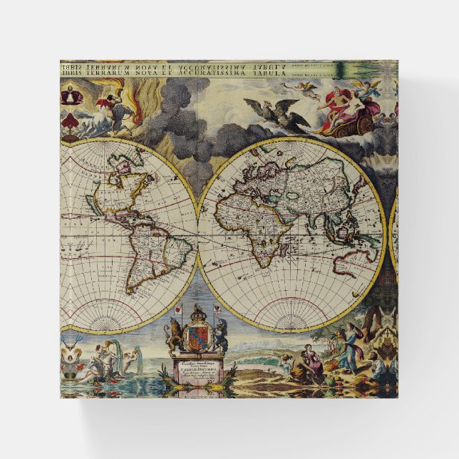 Antique Old Map Inspired (4) Paperweight (Front)