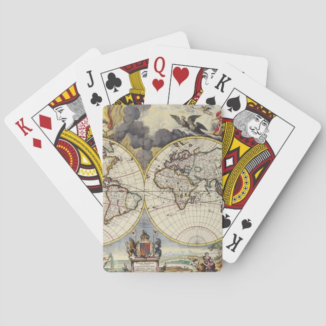 Antique Old Map Inspired (4) Poker Cards (Back)