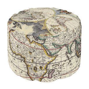 Antique Old Map Inspired (4) Pouf