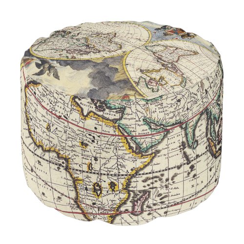 Antique Old Map Inspired 4 Pouf