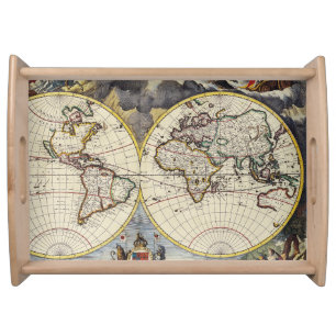 Antique Old Map Inspired (4) Serving Tray