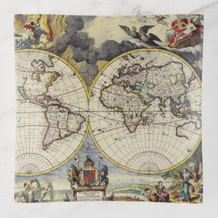 Antique Old Map Inspired (4) Trinket Tray