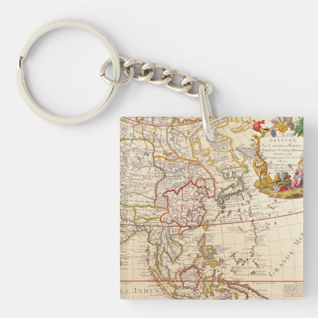 Antique Old Map Inspired (6) Keychain (Front)