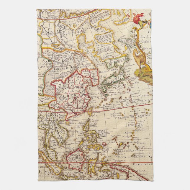Antique Old Map Inspired (6) Kitchen Towel (Vertical)