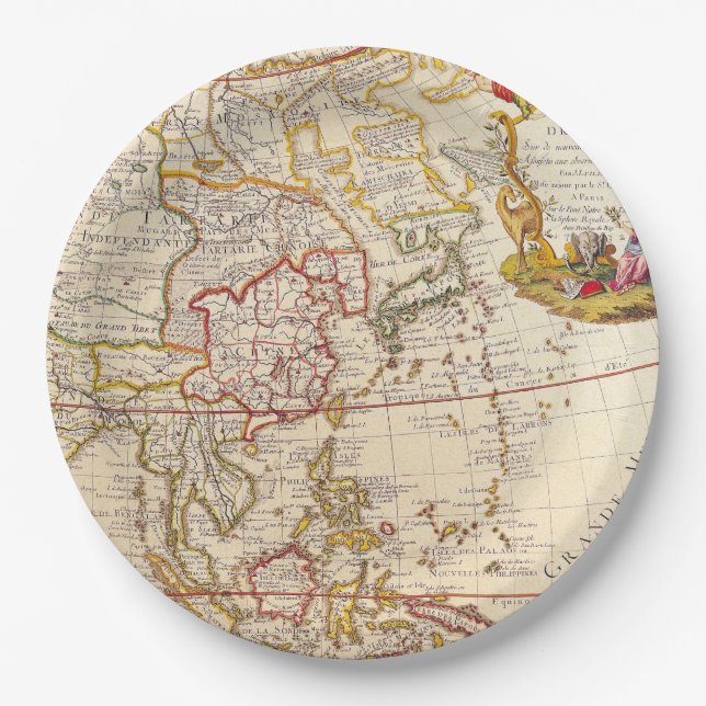 Antique Old Map Inspired (6) Paper Plates (Front)