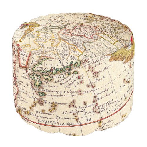 Antique Old Map Inspired 6 Pouf
