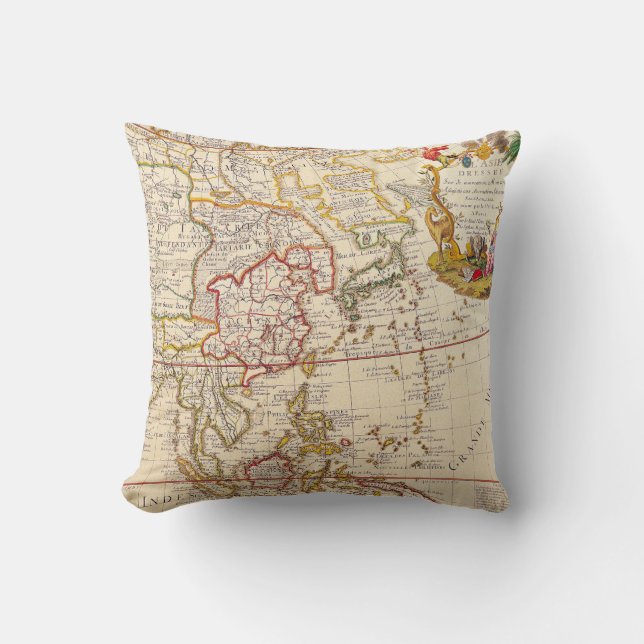 Antique Old Map Inspired (6) Throw Pillow (Front)