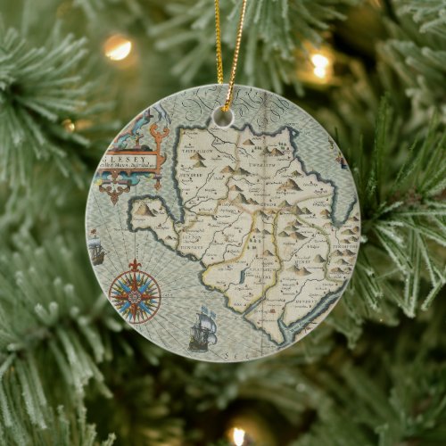 Antique Old Map Inspired 7 Ceramic Ornament
