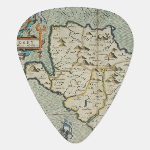 Antique Old Map Inspired 7 Guitar Pick