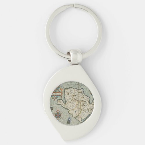 Antique Old Map Inspired 7 Keychain
