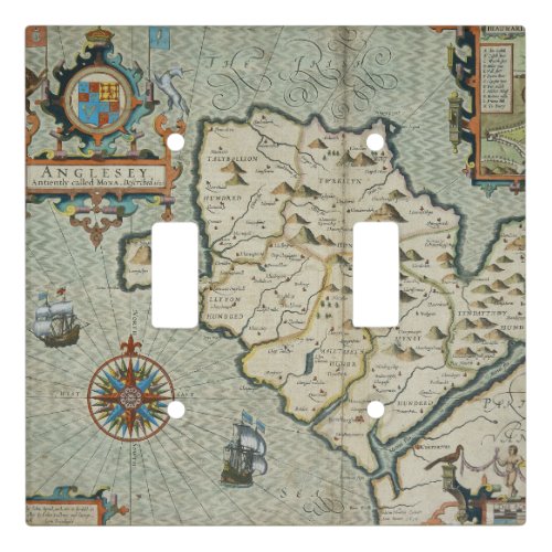 Antique Old Map Inspired 7 Light Switch Cover