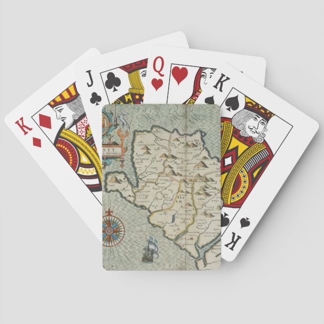 Antique Old Map Inspired (7) Poker Cards (Back)