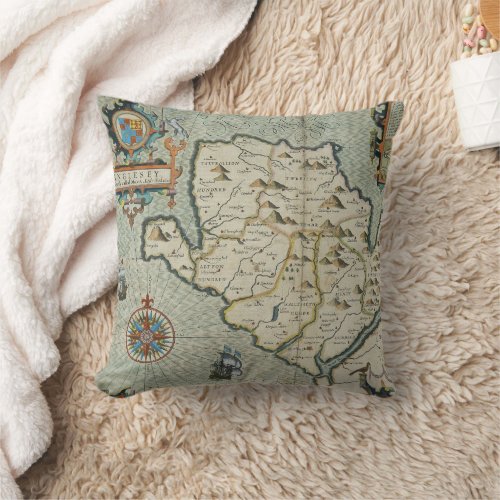 Antique Old Map Inspired 7 Throw Pillow
