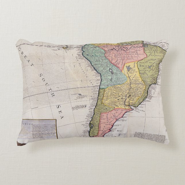 Antique Old Map Inspired (8) Accent Pillow (Front)