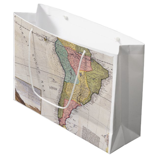 Antique Old Map Inspired (8) Large Gift Bag (Front Angled)