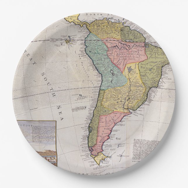 Antique Old Map Inspired (8) Paper Plates (Front)