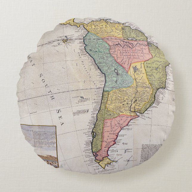 Antique Old Map Inspired (8) Round Pillow (Front)