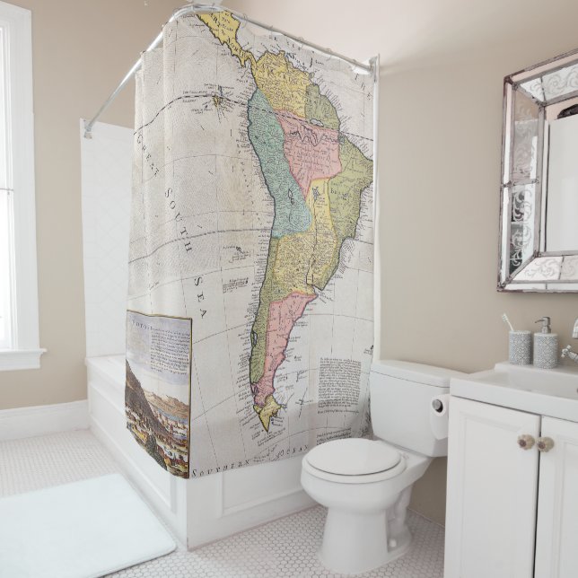Antique Old Map Inspired (8) Shower Curtain (In Situ)