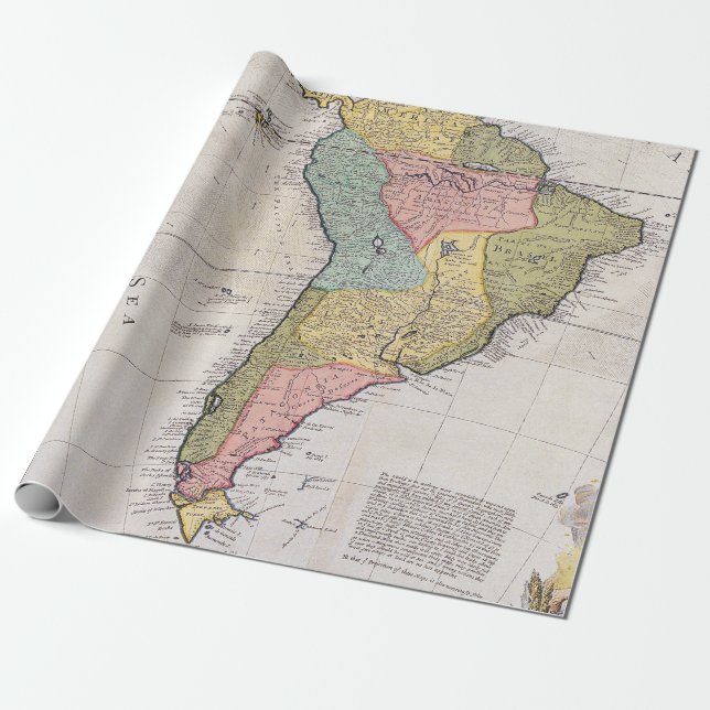 Antique Old Map Inspired (8) Wrapping Paper (Unrolled)