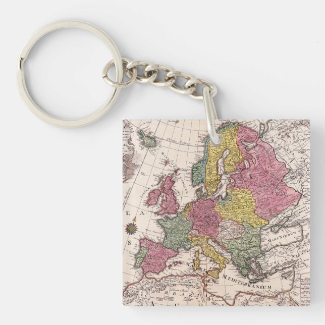 Antique Old Map Inspired (9) Keychain (Front)