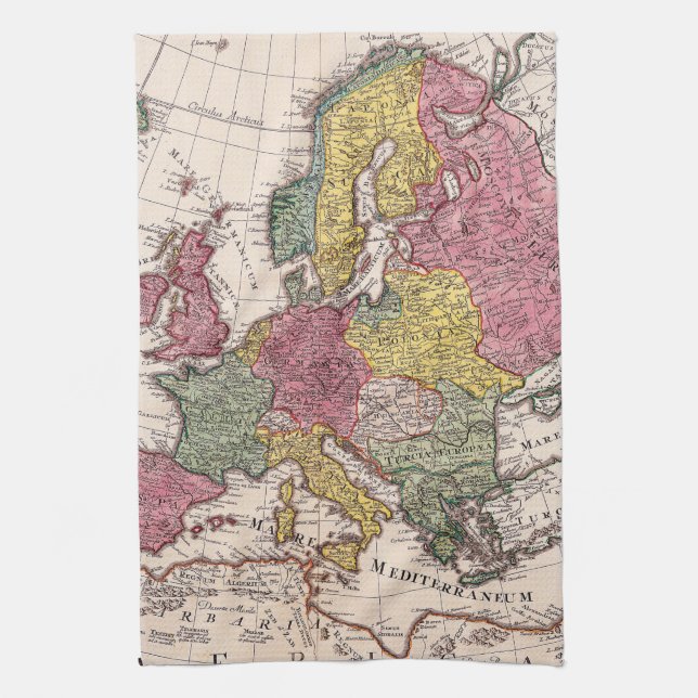 Antique Old Map Inspired (9) Kitchen Towel (Vertical)