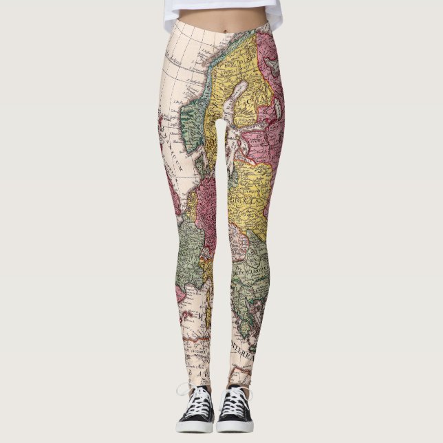 Antique Old Map Inspired (9) Leggings (Front)