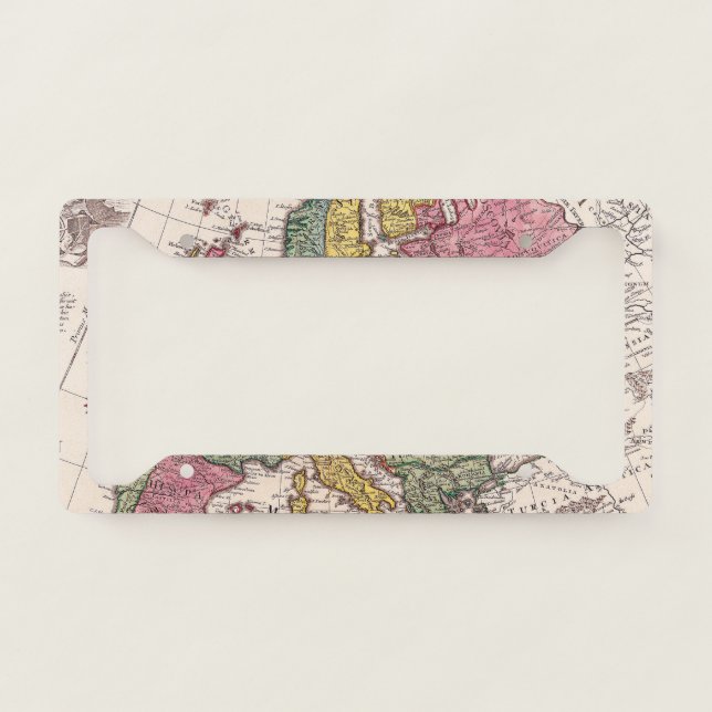 Antique Old Map Inspired (9) License Plate Frame (Front)