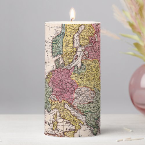 Antique Old Map Inspired 9 Pillar Candle