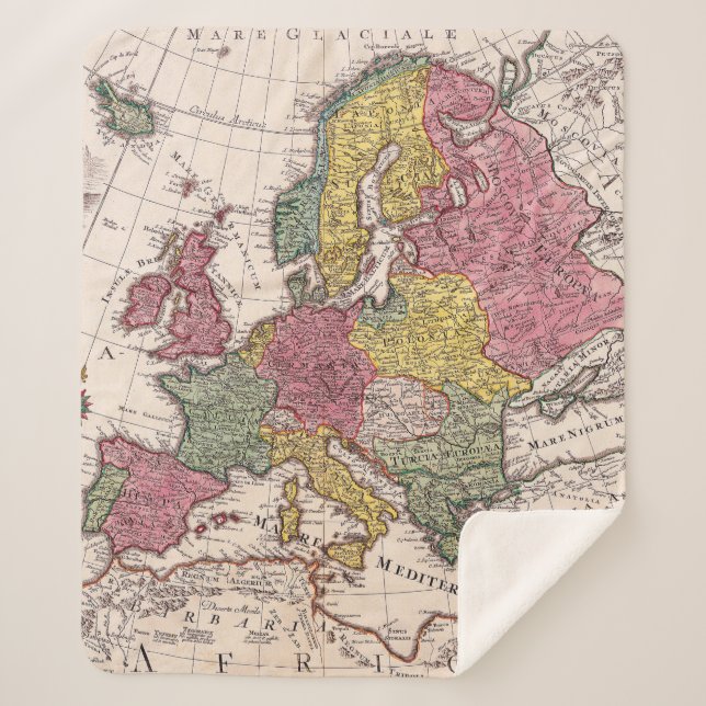 Antique Old Map Inspired (9) Sherpa Blanket (Front)
