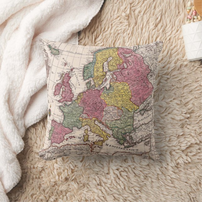 Antique Old Map Inspired (9) Throw Pillow (Blanket)