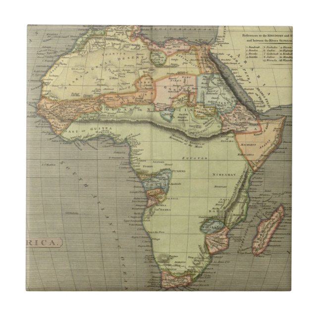 Antique Old Map Inspired Ceramic Tile (Front)