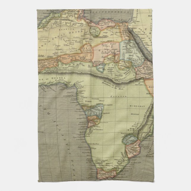 Antique Old Map Inspired Kitchen Towel (Vertical)