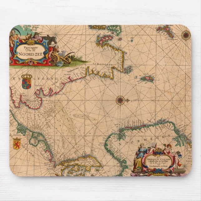 Antique Old Map Inspired Mouse Pad (Front)