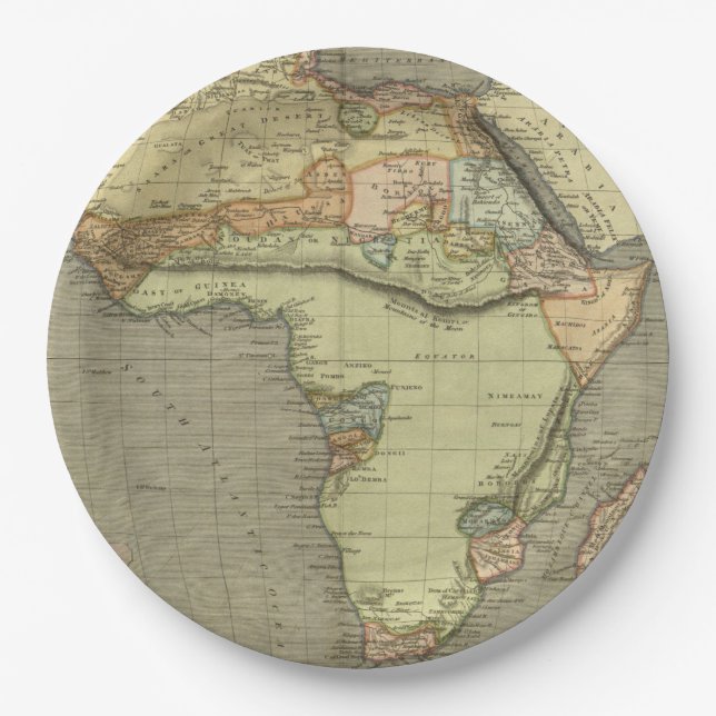Antique Old Map Inspired Paper Plates (Front)