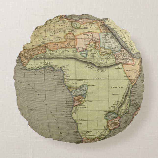 Antique Old Map Inspired Round Pillow (Front)